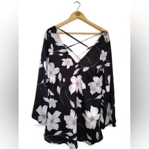 Show Me Your Mumu Beautiful Black & Tan Floral Print Shift Dress Size Small -Med